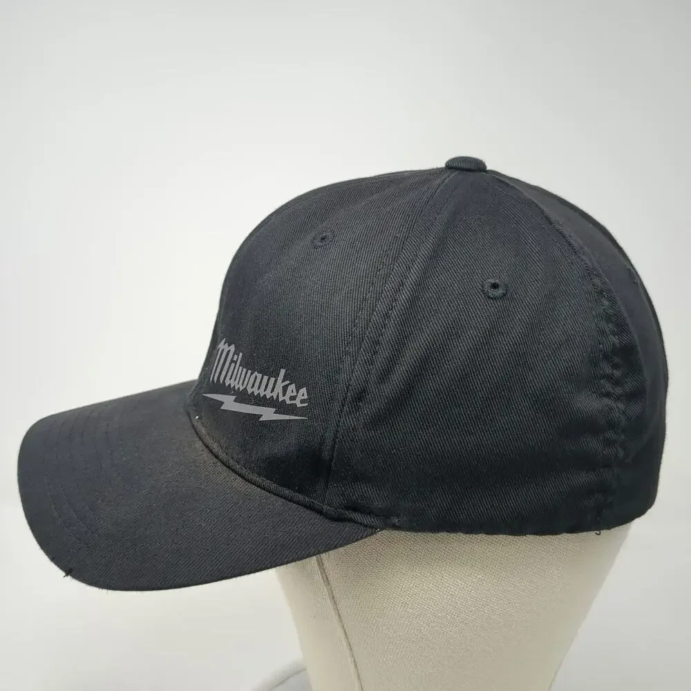 Milwaukee Baseball Cap Black One Size Flexfit Gray Logo Stretch Fit Work Hat